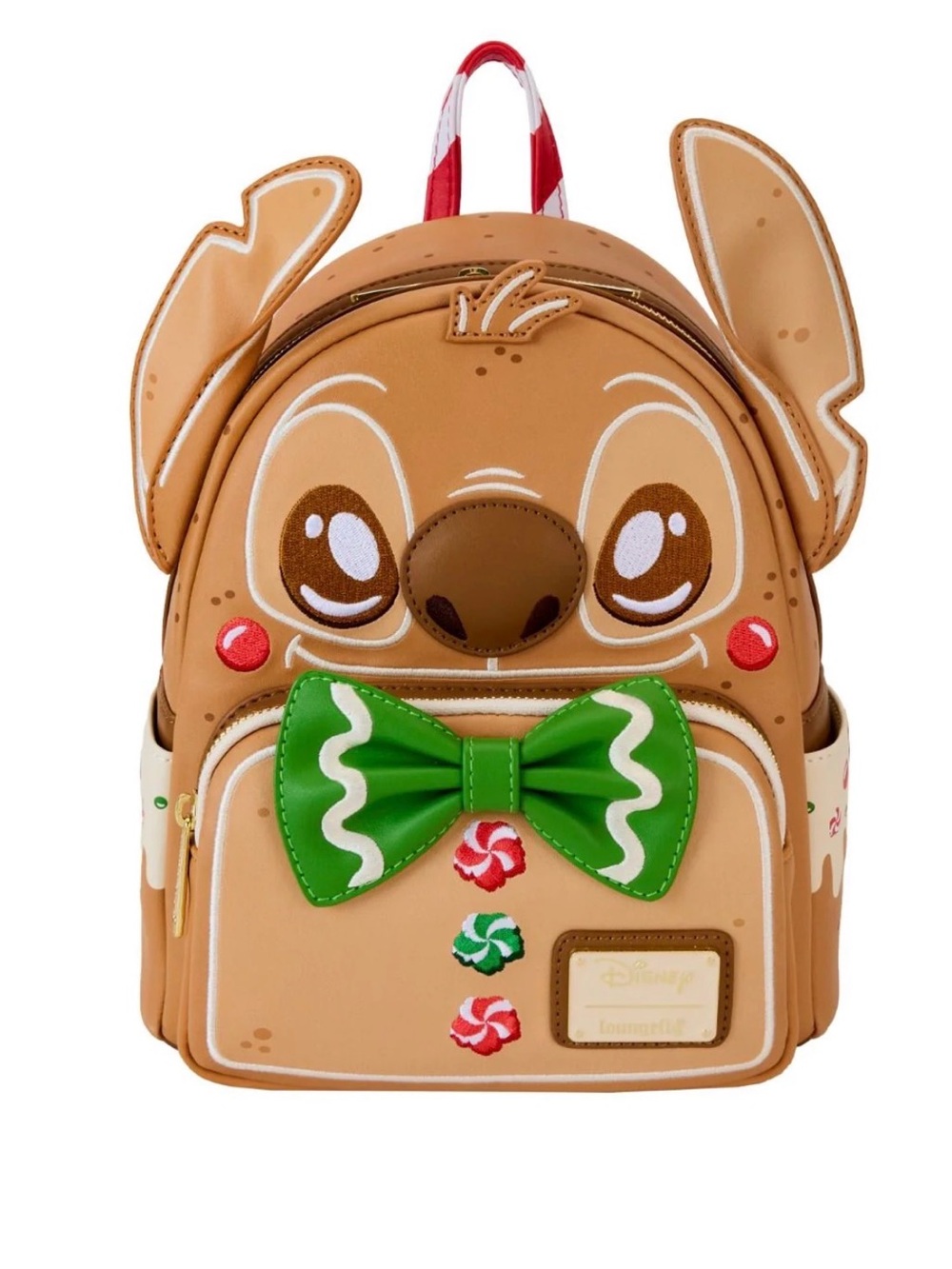 Brand New- Lounge fly Gingerbread Stitch Kids Backpack in Tan with Green Bow